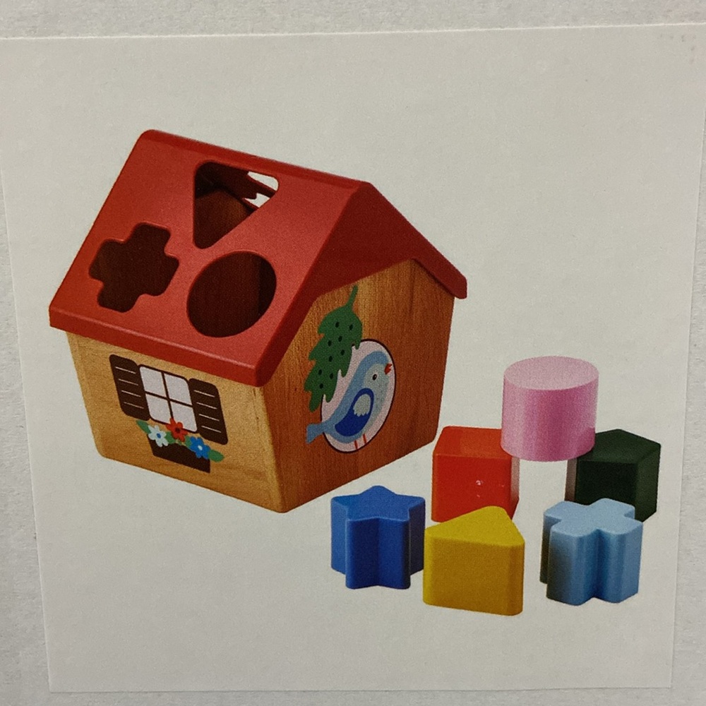 New IKEA Color Shape Sorting House Toy Kid’s Baby Toy sorter wooden puzzle